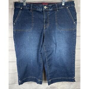 Westport Women's Straight Capri Blue Denim Stretch Size 14